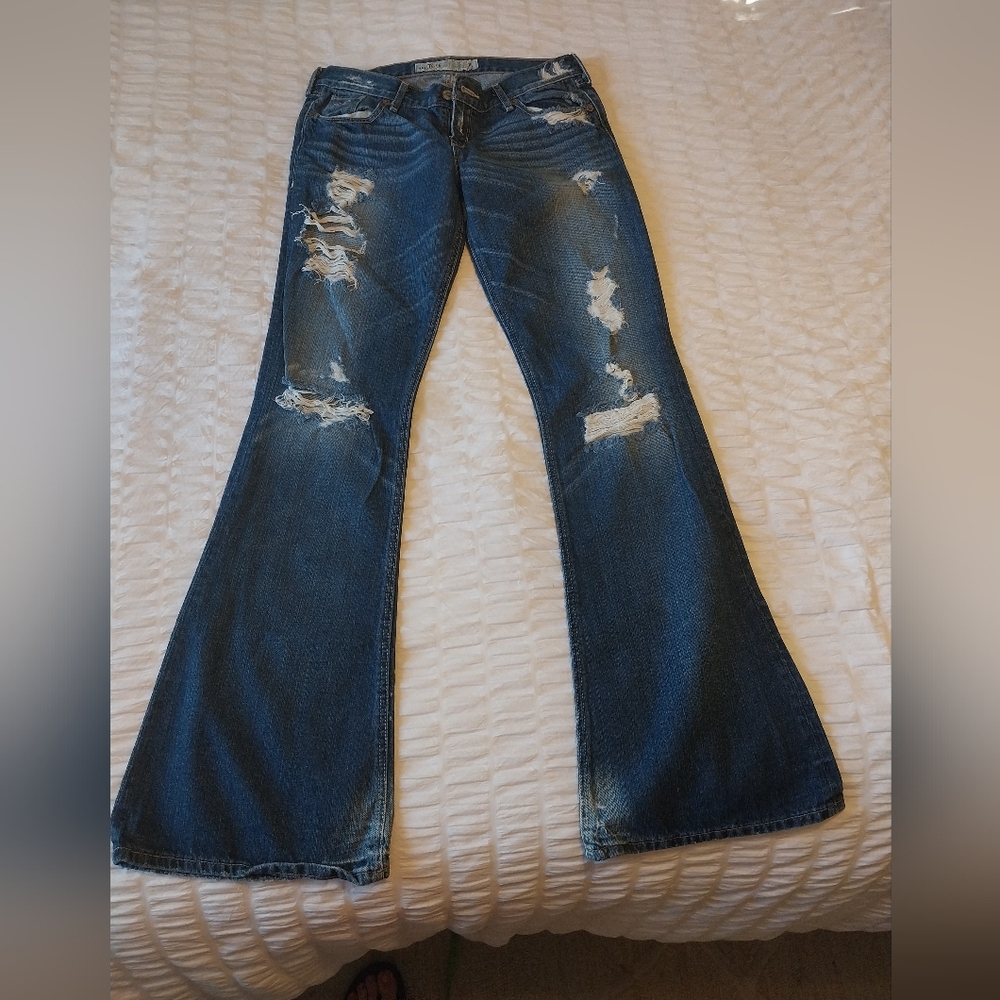 Hollister Distressed Blue Flare Jeans